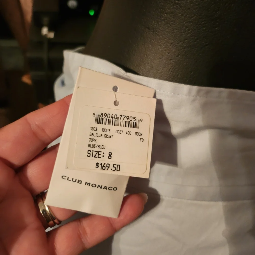 Club Monaco Light Blue Midi Skirt Tie Waist size 8 NEW